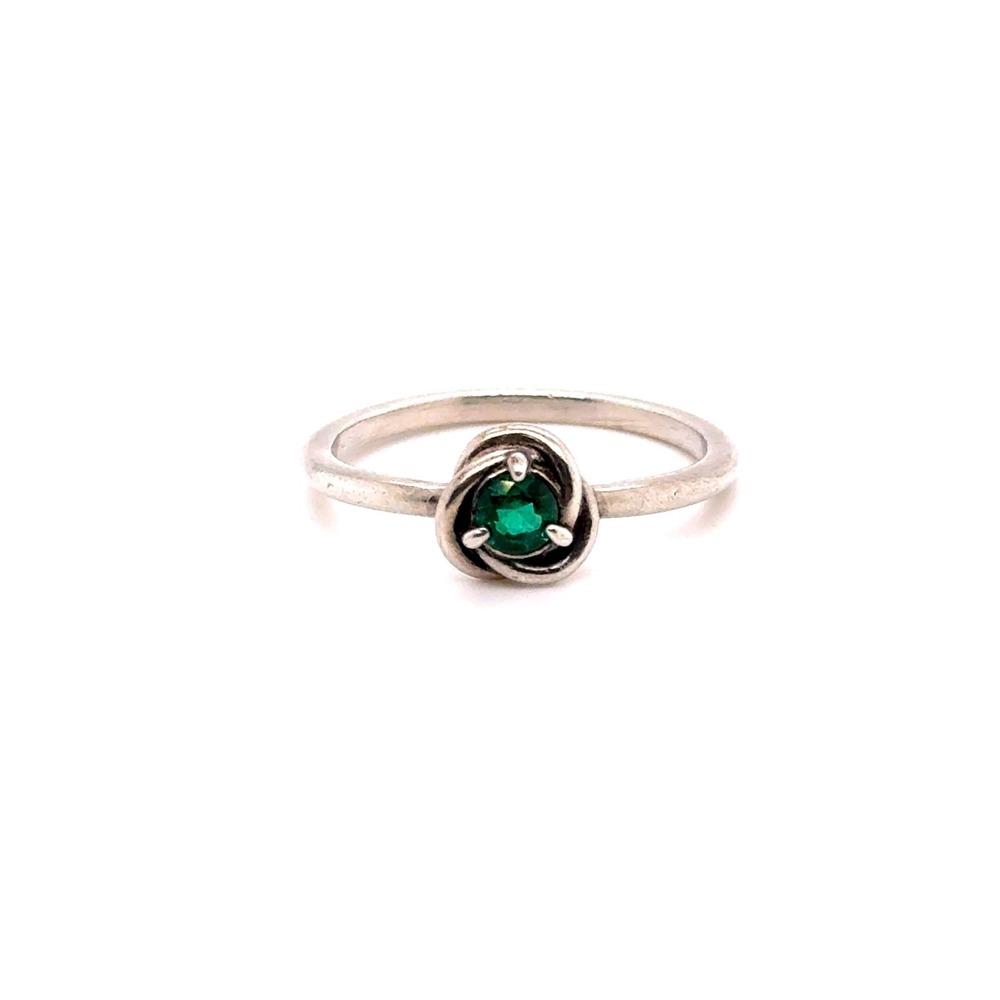 Pandora Love Knot Ring 925 Sterling Silver Green Spinel Size 9 190997SPG